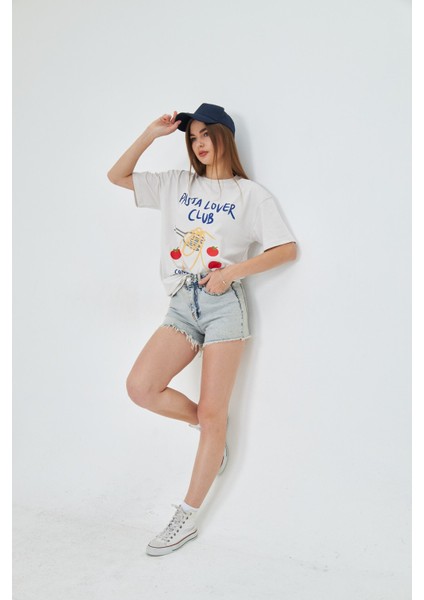 Makarna Aşıkları Için Tasarlanmış %100 Pamuk Comfort Kadın Tişört fırsatları