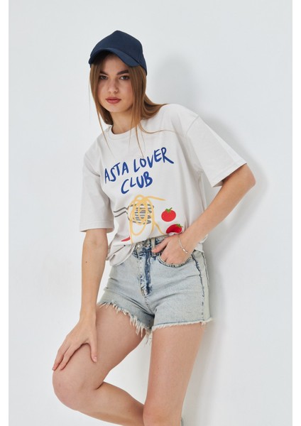 Makarna Aşıkları Için Tasarlanmış %100 Pamuk Comfort Kadın Tişört indirimleri