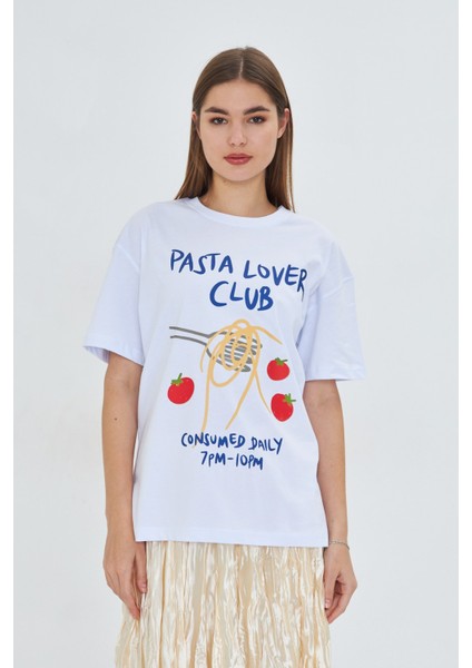 Makarna Aşıkları Için Tasarlanmış %100 Pamuk Comfort Kadın Tişört fırsatları