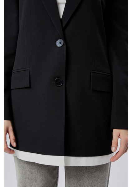 Siyah Oversize Uzun Blazer Ceket