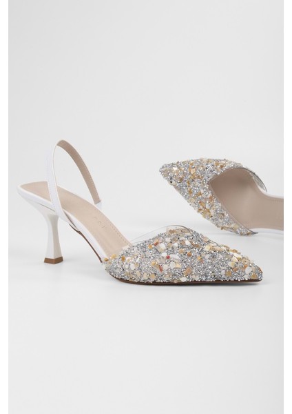 Kadın Opal Beyaz Taşlı Şeffaf Stiletto fiyatları