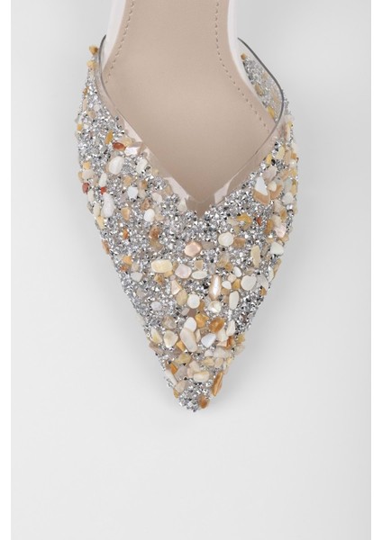 Kadın Opal Beyaz Taşlı Şeffaf Stiletto fırsatları