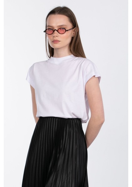 Düşük Kol Basic T-Shirt - Beyaz fiyatları