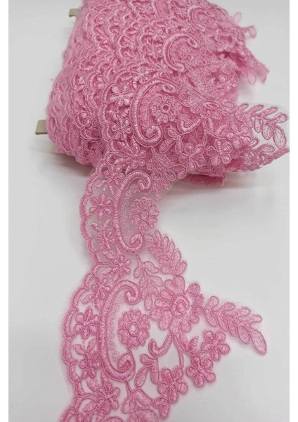 Pembe Fransız Güpür Dantel Şerit