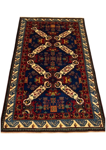 El Dokuması Yün Kafkas Halısı 135 x 215 Zehur Model Kök Boya Halı