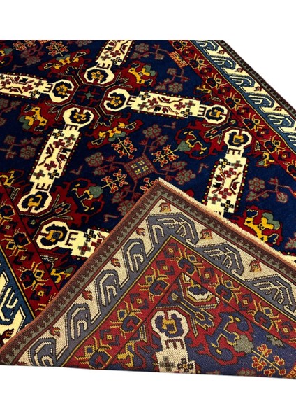 El Dokuması Yün Kafkas Halısı 135 x 215 Zehur Model Kök Boya Halı