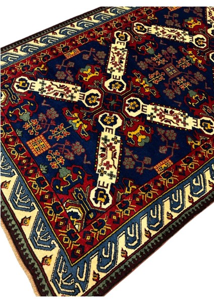 El Dokuması Yün Kafkas Halısı 135 x 215 Zehur Model Kök Boya Halı
