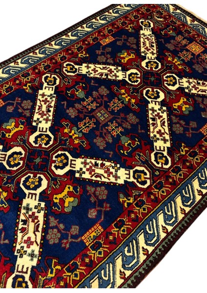 El Dokuması Yün Kafkas Halısı 135 x 215 Zehur Model Kök Boya Halı