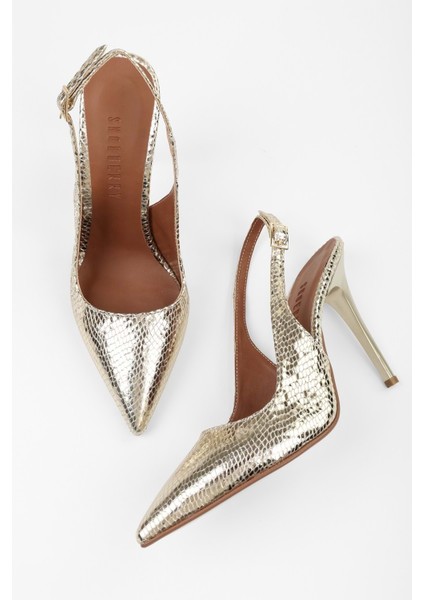 Kadın Hazel Altın Yılan Desenli Stiletto