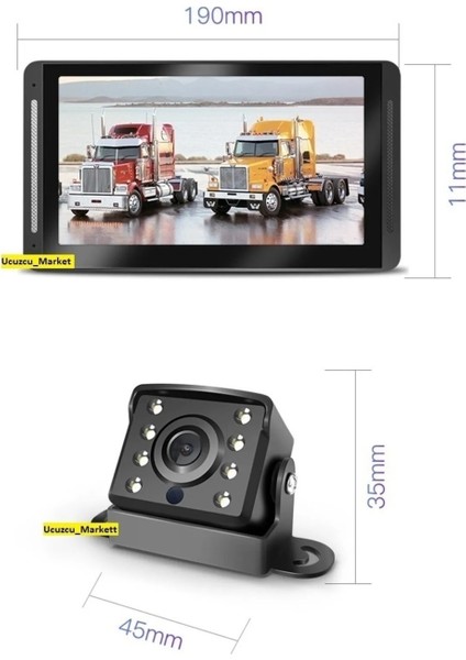 7 Inç Ekran-Mikrofon Gece Görüşlü Çift Kamera Tüm Araçlara Uyumlu Araç Kayıt Cihazı 32 GB Hafıza modelleri