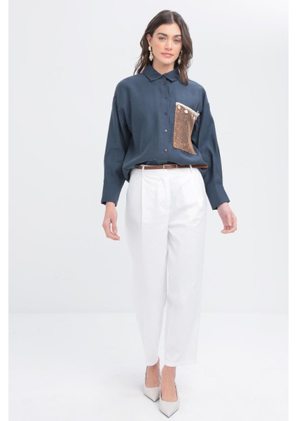 Kemerli Boru Paça Pantolon B77115A0