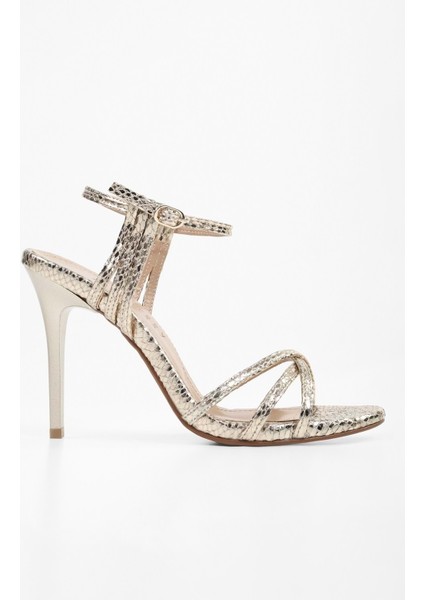 Kadın Jessie Altın Yılan Desenli Topuklu Ayakkabı fiyatları