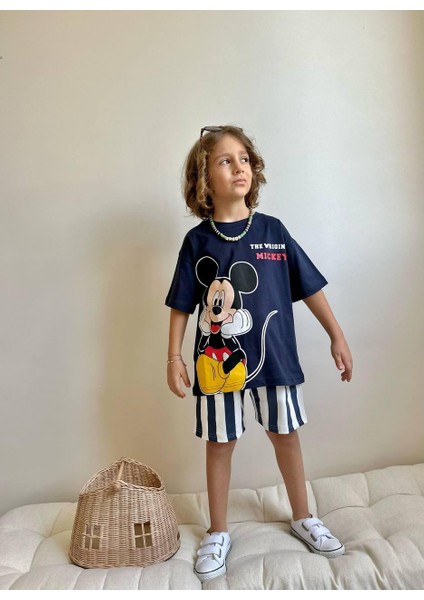 Yigit Butik Baskılı Çizgili Şortlu Erkek Çocuk Alt Üst Takım modelleri