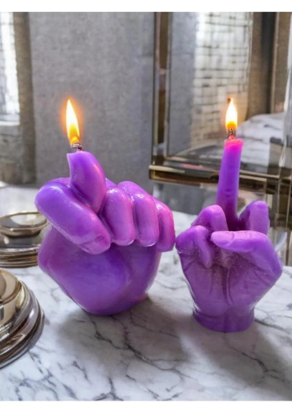 Aresmumatölyesi Mor Orta Parmak Nah Çeken El Mum Seti modelleri