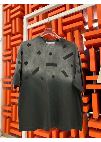 0 Yaka Yıkamalı Erkek Oversize T-Shirt