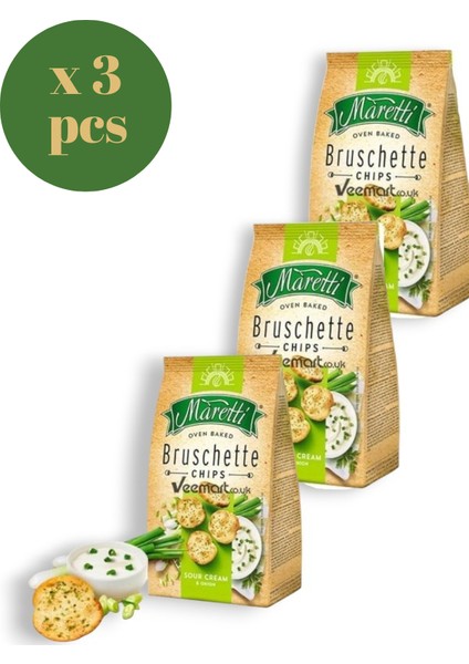 Bruschette Ekşi Krema ve Soğanlı Kızartılmış Ekmek 70 gr x 3 Adet