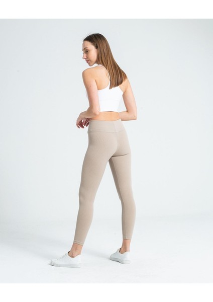 Kadın Yüksek Bel Içi Şardonlu Fitilli Tayt Bej fiyatları