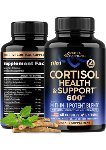 Nutraharmony Cortısol Healt Support - 11-In-1 Supplement 600MG 60 Capsul.abd Menşei