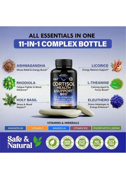Nutraharmony Cortısol Healt Support - 11-In-1 Supplement 600MG 60 Capsul.abd Menşei