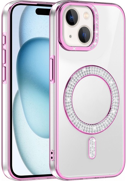 iPhone 15 Kılıf Pırlanta Taş Tasarımlı M-Safe Şarj Özellikli Karetta Silikon Kılıf fiyatları