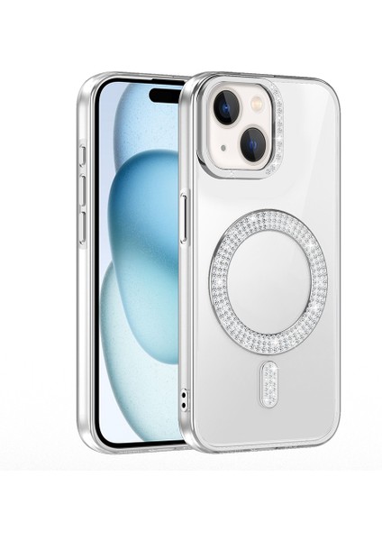 iPhone 15 Kılıf Pırlanta Taş Tasarımlı M-Safe Şarj Özellikli Karetta Silikon Kılıf fiyatları