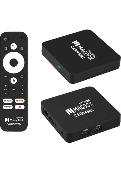Magbox Magroid Carnaval Lisanslı 2 GB Ram 16 GB Hafıza 4K Ultra Hd Android 14 Tv Box Ses Komutlu Kumanda