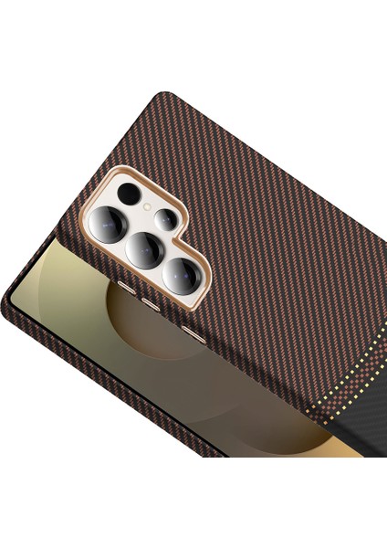 Galaxy S25 Ultra Kılıf M-Safe Şarj Özellikli Karbon Fiber Görünümlü Gros Kapak