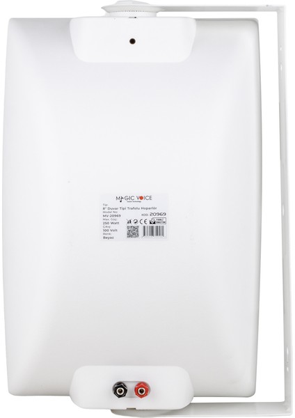 Magicvoice MV-20969 Iki Yollu 8 20CM 250W 100V Trafolu Beyaz Duvar Tipi Hoparlör Cami Okul Salonu Hoparlörü
