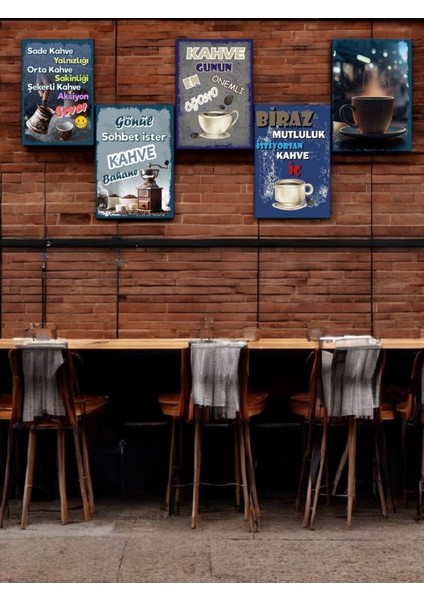 5 Parça (14CMX20CM) Dekoratif Mdf Tablo, Kahve Köşesi Tabloları, Duvar Tabloları, Cafe Tabloları, Çerçeve Görünümlü Dekoratif Hediyelik fiyatları