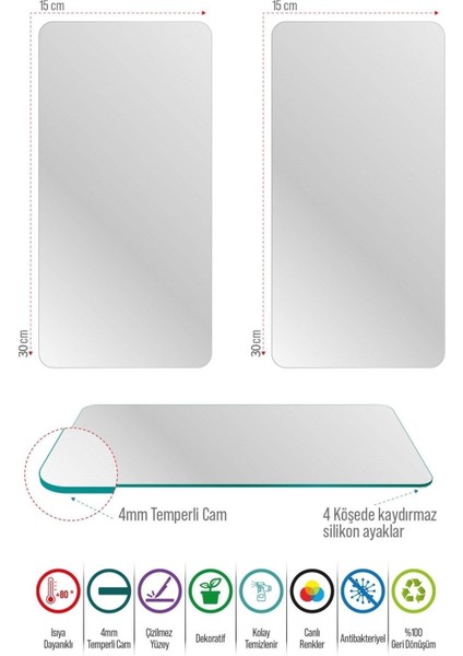 Cam Kahve Sofra Sunum Tablası 2'li Set Siyah Ahşap Desenli modelleri