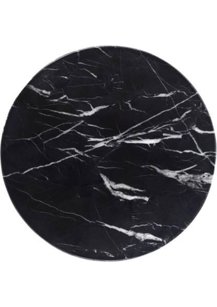 Nero Marquına - Siyah Yuvarlak Mermer Sunum Tepsisi 28CM