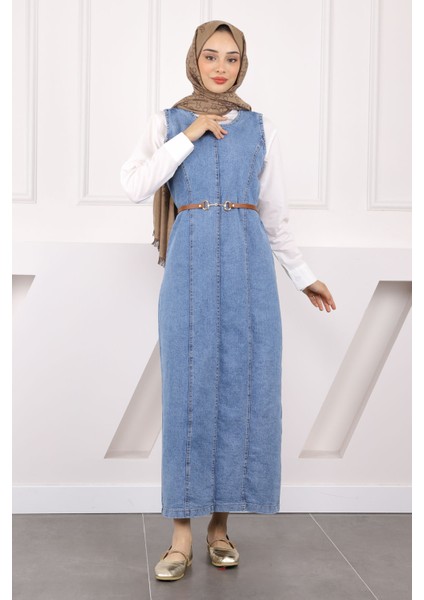 Füme Gömlek Kombinli Kot Elbise Takım