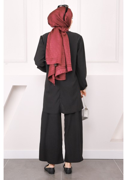 Siyah Bürümcük Tunik Pantolonlu Takım modelleri
