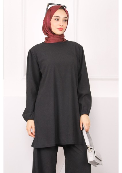 Siyah Bürümcük Tunik Pantolonlu Takım fırsatları