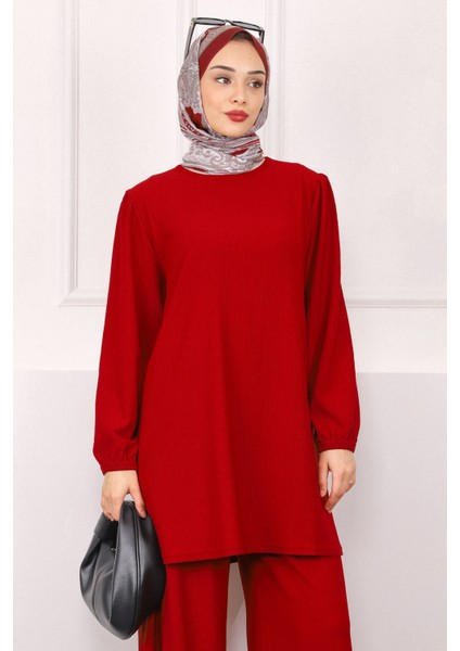 Bordo Bürümcük Tunik Pantolonlu Takım fırsatları