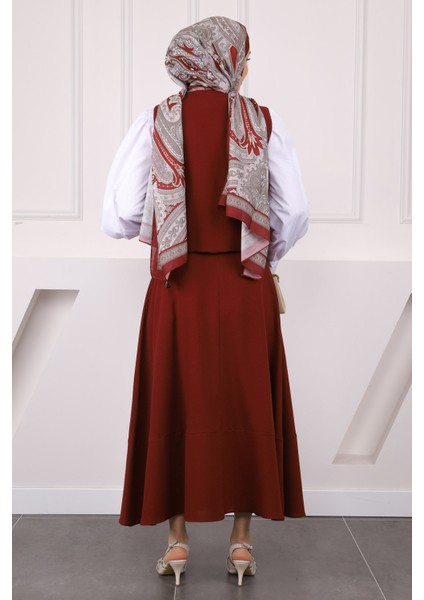 Bordo Yelek Etekli Takım modelleri