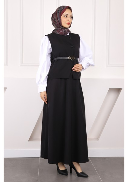 Siyah Kemerli Krep Yelek Etekli Takım fiyatları