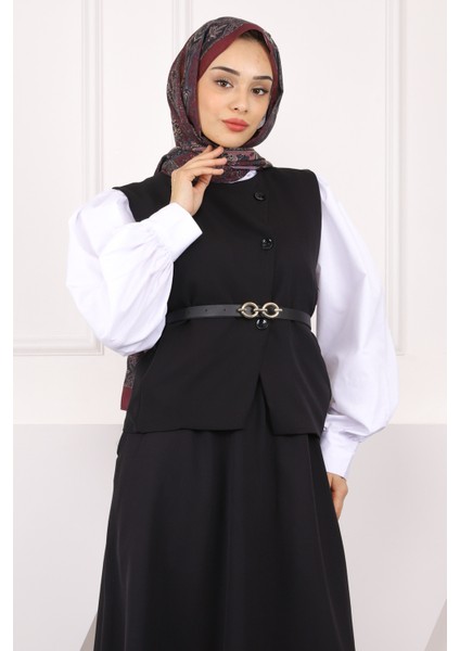 Siyah Kemerli Krep Yelek Etekli Takım modelleri