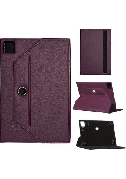 Vorcom S10 Universal Standlı Premium Tablet Kılıfı Mor