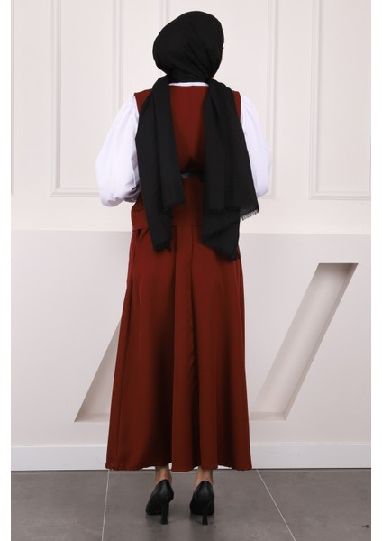 Bordo Kemerli Krep Yelek Etekli Takım modelleri