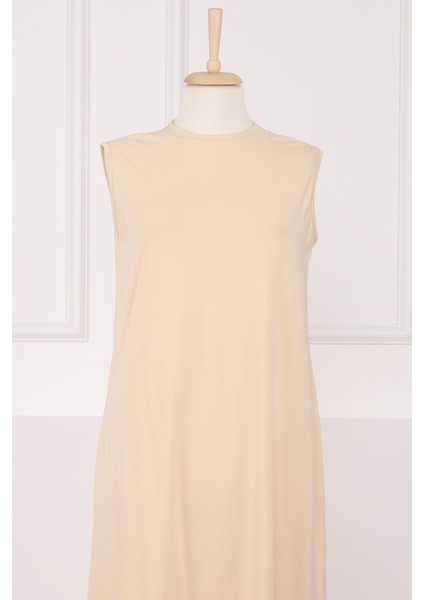 Kahverengi Bisiklet Yaka Sıfır Kol Içlik Elbise fiyatları