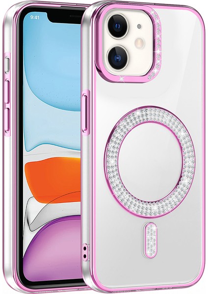 iPhone 11 Kılıf Pırlanta Taş Tasarımlı M-Safe Şarj Özellikli Karetta Silikon Kılıf fiyatları