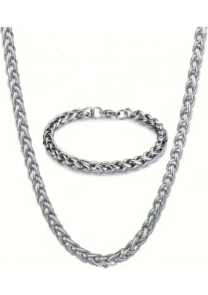 Erkek Kolye Bileklik Set Ithal Gerçek Çelik Kararmaz