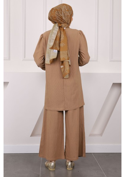 Gri Bürümcük Tunik Pantolonlu Takım modelleri