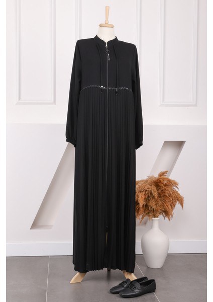 Siyah Kol Lastikli Piliseli Ferace