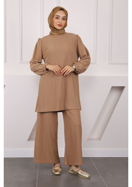 Gri Bürümcük Tunik Pantolonlu Takım