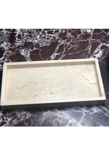 El Yapımı Bej Mermer Tepsi 17-30 modelleri