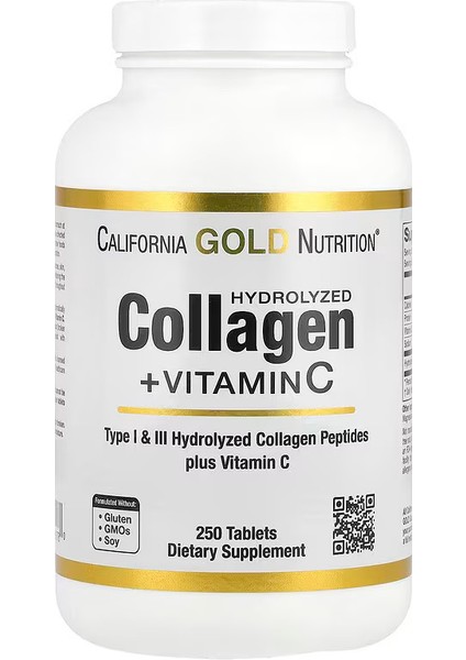 Hydrolyzed Collagen(Kolajen) + Vitamin C Type I & Iıı 250 Tablet