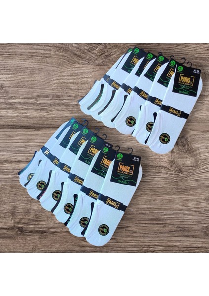 Erkek bambu çorap 12'li avantajlı paket beyaz yazlık dikişsiz sneaker soket ÇKE1-3