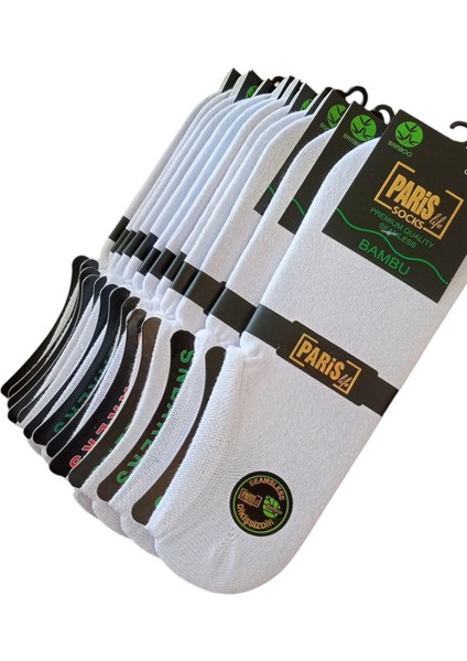 Erkek bambu çorap 12'li avantajlı paket beyaz yazlık dikişsiz sneaker soket ÇKE1-3